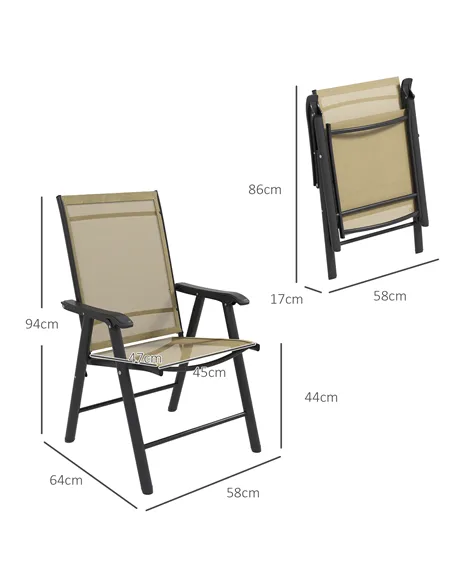 Outsunny Set of Four Folding Garden Chairs - Light Brown