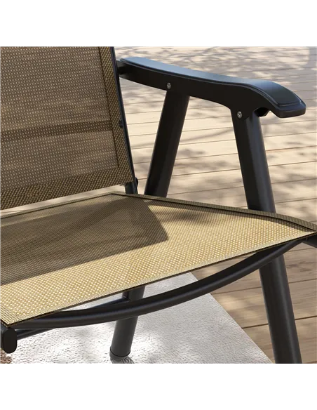Outsunny Set of Four Folding Garden Chairs - Light Brown