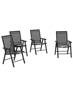 Outsunny Set of Four Folding Garden Chairs - Black