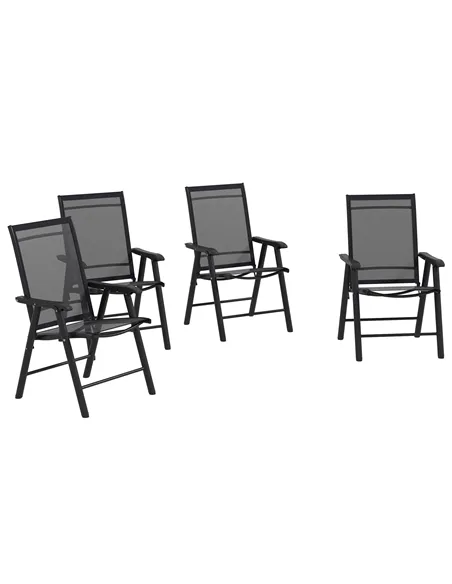Outsunny Set of Four Folding Garden Chairs - Black