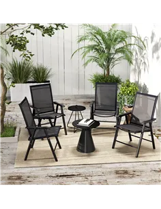 Outsunny Set of Four Folding Garden Chairs - Black 2