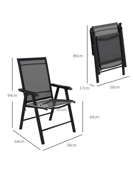 Outsunny Set of Four Folding Garden Chairs - Black