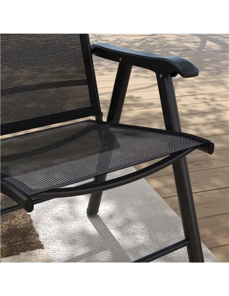 Outsunny Set of Four Folding Garden Chairs - Black