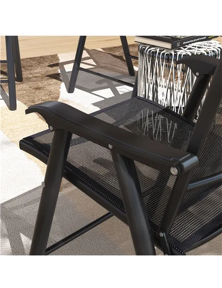 Outsunny Set of Four Folding Garden Chairs - Black