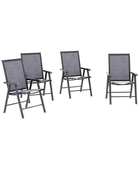 Outsunny Set of Four Folding Garden Chairs - Charcoal Grey