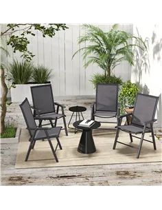 Outsunny Set of Four Folding Garden Chairs - Charcoal Grey 2