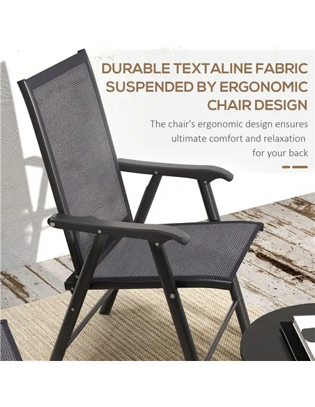 Outsunny Set of Four Folding Garden Chairs - Charcoal Grey