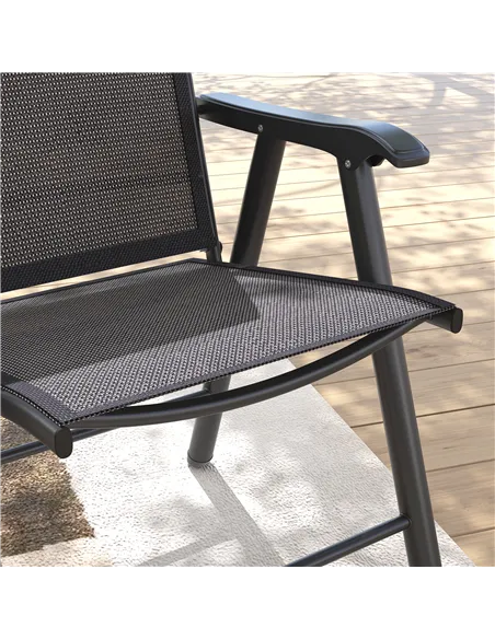 Outsunny Set of Four Folding Garden Chairs - Charcoal Grey