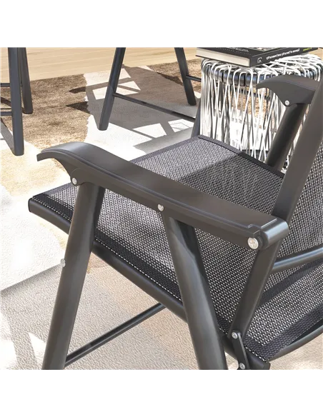 Outsunny Set of Four Folding Garden Chairs - Charcoal Grey