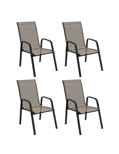 Outsunny Set of Four Stackable Mesh Seat Chairs - Grey