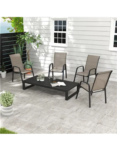 Outsunny Set of Four Stackable Mesh Seat Chairs - Grey