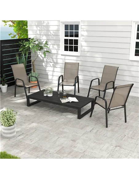 Outsunny Set of Four Stackable Mesh Seat Chairs - Grey