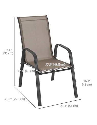 Outsunny Set of Four Stackable Mesh Seat Chairs - Grey