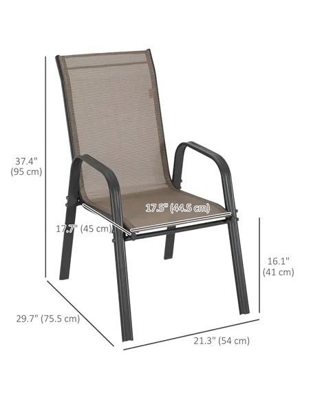 Outsunny Set of Four Stackable Mesh Seat Chairs - Grey