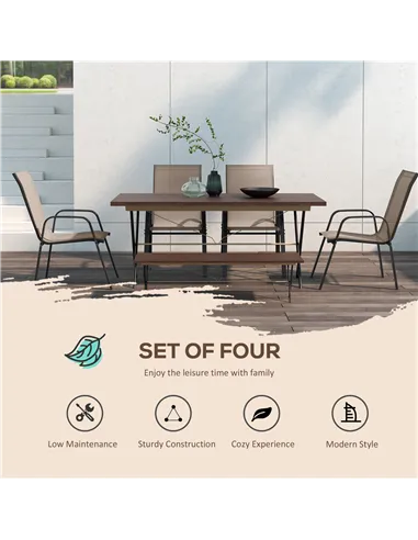 Outsunny Set of Four Stackable Mesh Seat Chairs - Grey