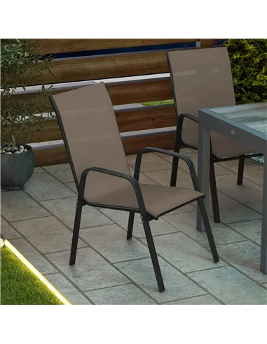 Outsunny Set of Four Stackable Mesh Seat Chairs - Grey