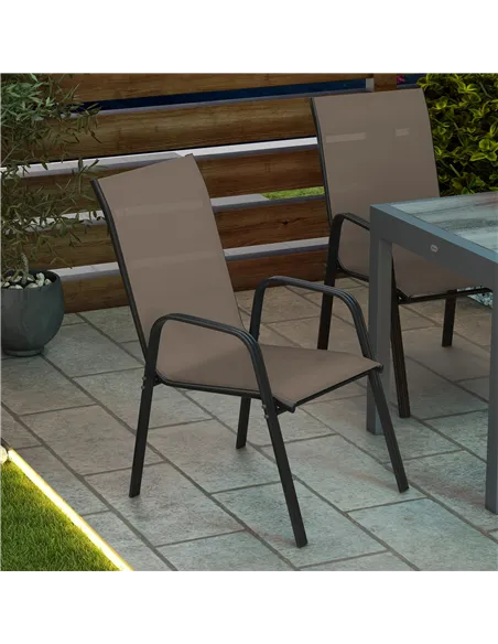 Outsunny Set of Four Stackable Mesh Seat Chairs - Grey