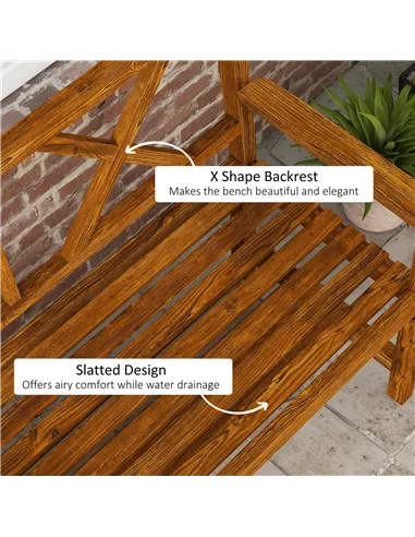 Outsunny Two-Seater Fir Wood Bench, with Bottom Shelf - Natural