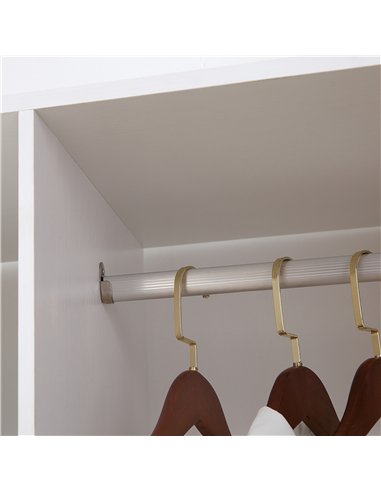 HOMCOM Open Wardrobe Double Mobile Storage Shelves Organizer W/6 Wheels-White