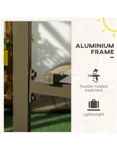 Outsunny Set of Two Aluminium Stacking Garden Chairs - Khaki