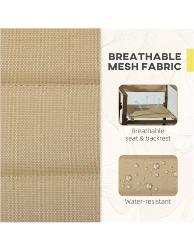 Outsunny Set of Two Aluminium Stacking Garden Chairs - Khaki