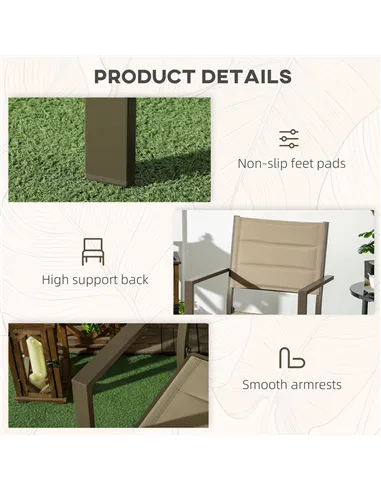 Outsunny Set of Two Aluminium Stacking Garden Chairs - Khaki