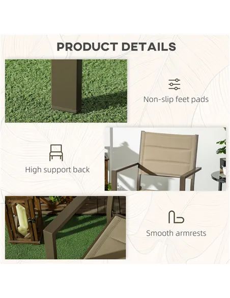 Outsunny Set of Two Aluminium Stacking Garden Chairs - Khaki