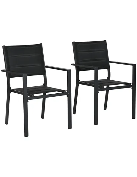 Outsunny Set of Two Aluminium Stacking Garden Chairs - Black
