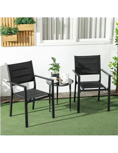 Outsunny Set of Two Aluminium Stacking Garden Chairs - Black 2