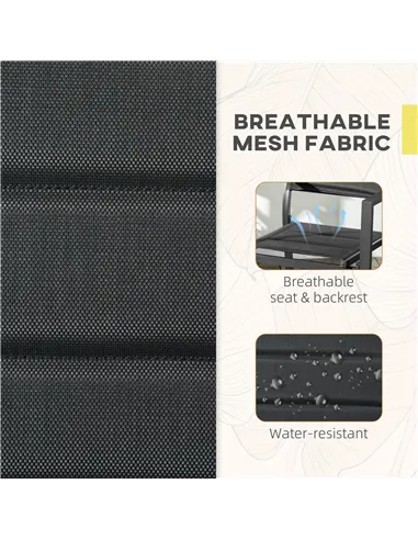 Outsunny Set of Two Aluminium Stacking Garden Chairs - Black