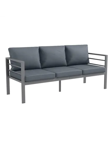 Outsunny Aluminium Three-Seater Garden Bench, with Cushions - Grey
