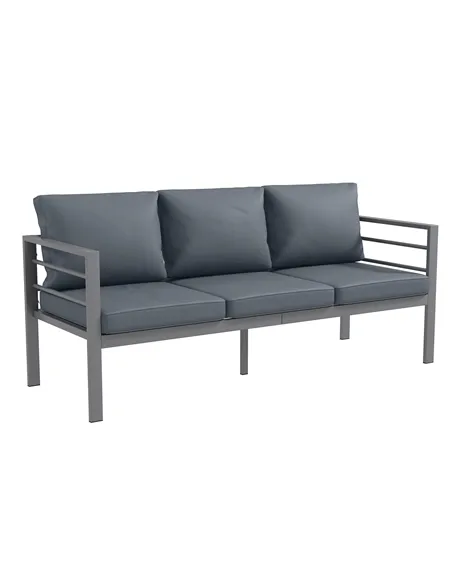 Outsunny Aluminium Three-Seater Garden Bench, with Cushions - Grey