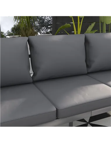 Outsunny Aluminium Three-Seater Garden Bench, with Cushions - Grey