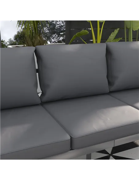 Outsunny Aluminium Three-Seater Garden Bench, with Cushions - Grey