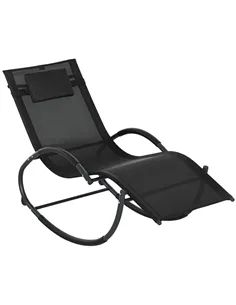 Outsunny Steel Frame Zero Gravity Rocking Chair, with Pillow - Black