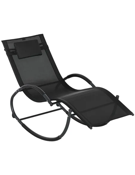 Outsunny Steel Frame Zero Gravity Rocking Chair, with Pillow - Black