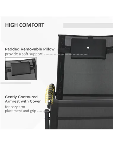 Outsunny Steel Frame Zero Gravity Rocking Chair, with Pillow - Black