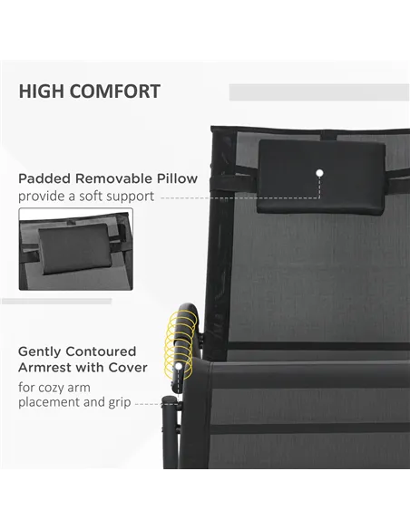 Outsunny Steel Frame Zero Gravity Rocking Chair, with Pillow - Black