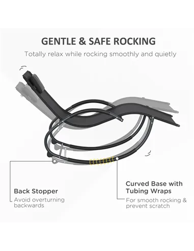 Outsunny Steel Frame Zero Gravity Rocking Chair, with Pillow - Black