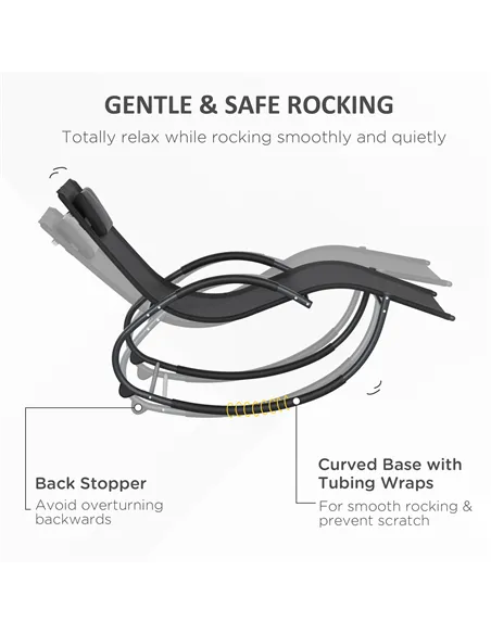 Outsunny Steel Frame Zero Gravity Rocking Chair, with Pillow - Black