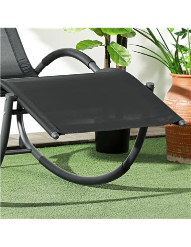 Outsunny Steel Frame Zero Gravity Rocking Chair, with Pillow - Black