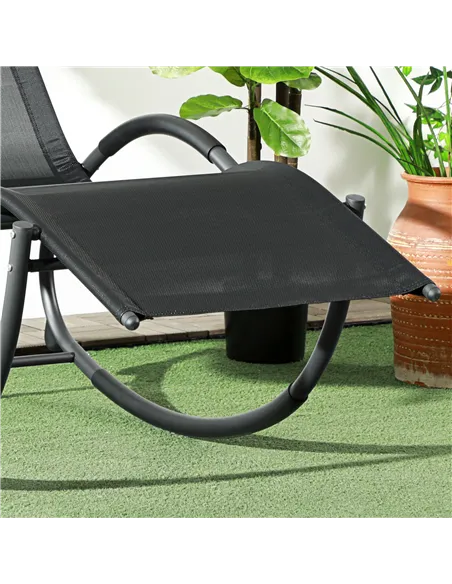 Outsunny Steel Frame Zero Gravity Rocking Chair, with Pillow - Black