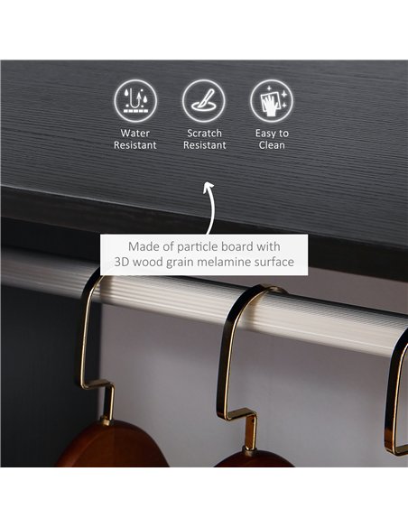 HOMCOM Open Wardrobe on Wheels, Bedroom Wardrobe with Clothes Hanging Rail, 2 Storage Shelves, Mobile Garment Rack for Cloakroom