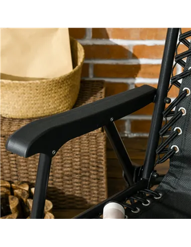 Outsunny 4 Pcs Patio Folding Chair Set, Outdoor Portable Loungers for Camping Pool Beach Deck, Lawn w/ Armrest Steel Frame Black