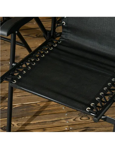 Outsunny 4 Pcs Patio Folding Chair Set, Outdoor Portable Loungers for Camping Pool Beach Deck, Lawn w/ Armrest Steel Frame Black