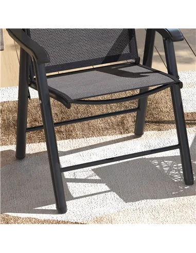 Outsunny Set of 6 Folding Garden Chairs, Metal Frame Garden Chairs Outdoor Patio Park Dining Seat with Breathable Mesh Seat, Dar