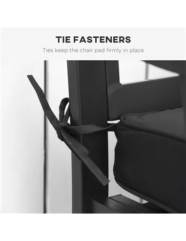 Outsunny 2-Seater Garden Bench with Cushion, Metal Loveseat, Slatted Outdoor Park Chair with Decorative Backrest and Armrest, Bl