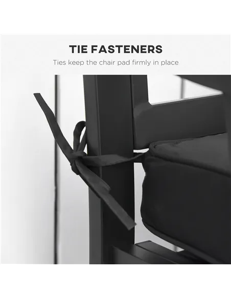 Outsunny 2-Seater Garden Bench with Cushion, Metal Loveseat, Slatted Outdoor Park Chair with Decorative Backrest and Armrest, Bl