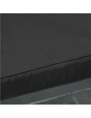 Outsunny 2-Seater Garden Bench with Cushion, Metal Loveseat, Slatted Outdoor Park Chair with Decorative Backrest and Armrest, Bl