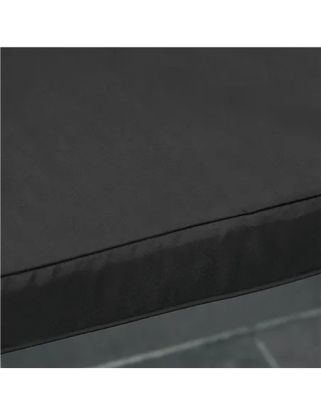 Outsunny 2-Seater Garden Bench with Cushion, Metal Loveseat, Slatted Outdoor Park Chair with Decorative Backrest and Armrest, Bl